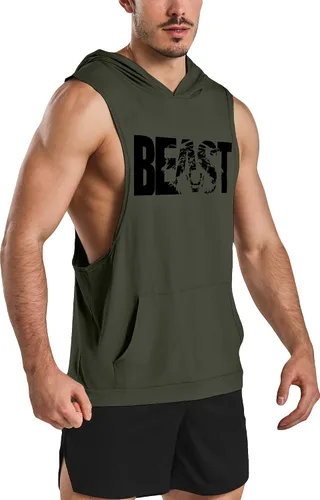 Vista 2 de GYM REVOLUTION Camiseta sin mangas para hombre, con estampado muscular, para entrenamiento, gimnasio, fitness, sin mangas