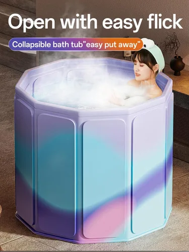 Vista 2 de Bañera portátil plegable de 85 galones para adultos, 31.5 pulgadas de largo x 27.5 pulgadas de alto, bañera de hielo plegable para atletas y amantes