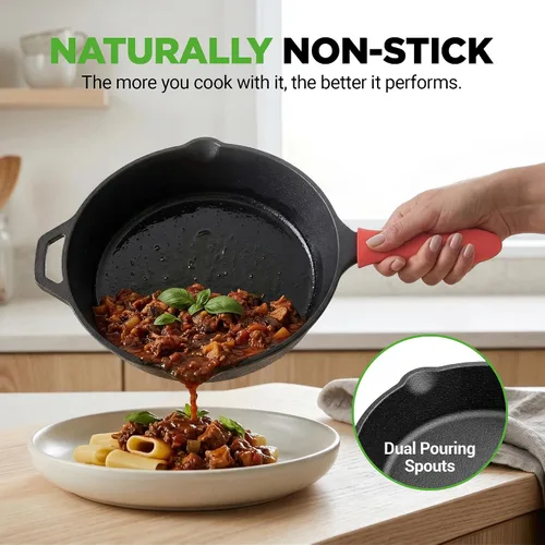 Vista 4 de NutriChef 10 "Pre-sazonado de hierro fundido PFOA-Free Horno Cocina Nón