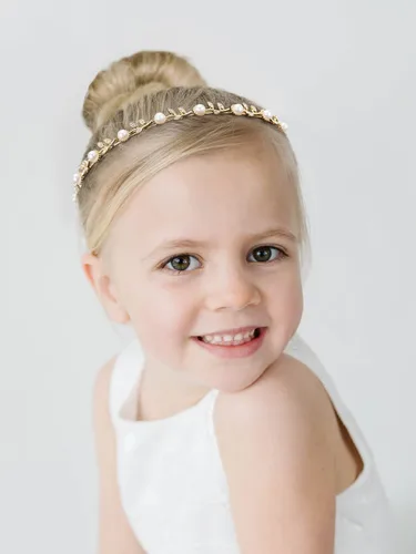 Vista 3 de SWEETV Diadema para niña de flores, perlas plateadas, para boda, princesa, accesorios para el cabello, para fiesta de cumpleaños, primera comunión