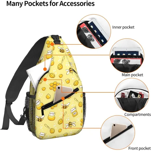 Vista 4 de Famame Mochila bandolera para el pecho, bolsa de hombro, gimnasio, ciclismo, viajes, senderismo, mochila para hombres y mujeres, Multicolor 34