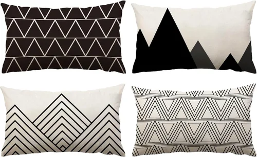 Vista 11 de YeeJu - Funda de cojín cuadrada de lino y algodón con diseño geométrica. Funda de almohada, para exterior, hogar, sofá.