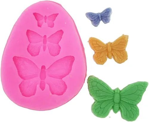 Vista 3 de Moldes pequeños de silicona para fondant para tartas, rosa, paquete de 3, prisma rectangular, máx. 2.5 x 2.2 x 0.3 in - 3.0 x 3.3 x 0.3 in, silicona