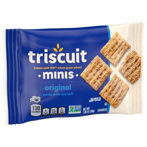 Vista 14 de Triscuit Minis - Galletas originales de trigo integral de grano entero, galletas veganas, 20 unidades Bocadillos para el almuerzo a granel