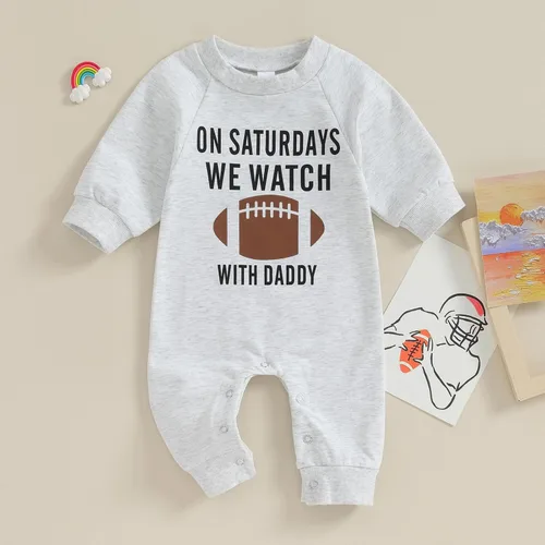 Vista 7 de Honganda Enterizo de fútbol para bebés y niñas con diseño divertido de papá Saturday