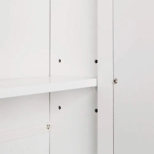 Vista 9 de Armario de baño con espejo, botiquín montado en la pared con puertas y estantes, gabinete de almacenamiento de baño de madera, armario sobre