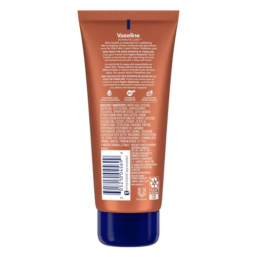 Vista 2 de Vaseline Crema hidratante de manos de cuidado intensivo para manos secas Hydra Replenish Hecho con ácido hialurónico, vitamina B3 y manteca
