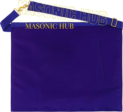 Vista 6 de MasonicHub Past Master Delantal 100% Piel de Cordero Blanco Bordado a Mano Delantal Past Master, Azul marino