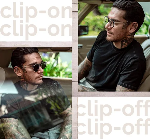 Vista 2 de Gafas de sol con clip de doble lente con marco óptico, gafas de computadora con bloqueo de luz azul UV400 antirreflejos para conducir, C6