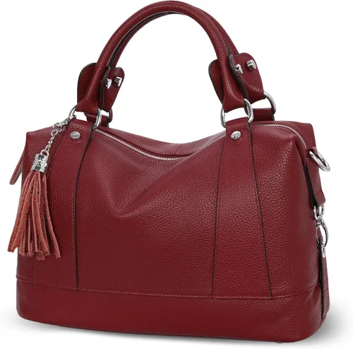 Vista 43 de Heshe - Bolsa de hombro de piel para mujer, con asa superior, bolsa cruzada