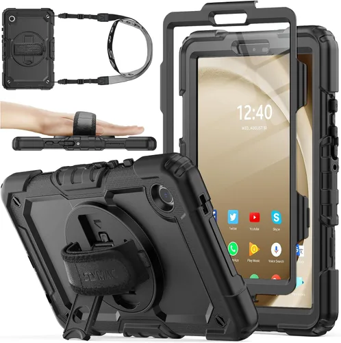 Vista 12 de SEYMAC stock Funda para Samsung Galaxy Tab A8 de 10.5 pulgadas, funda de protección contra caídas de cuerpo completo con protector de pantalla