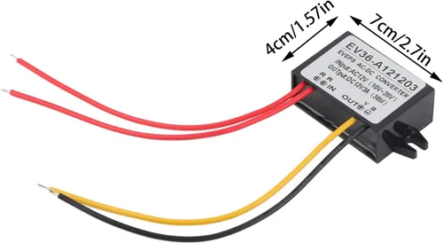 Vista 2 de Watris Veiyi Convertidor de voltaje reductor, CA 10-28V a DC12V ± 0.25V, convertidor Buck impermeable para coche/módulo descendente impermeable (3A)