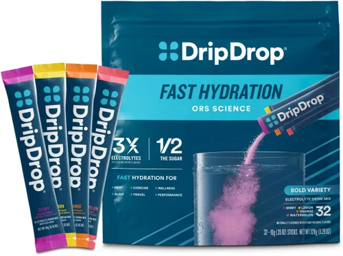 Vista 20 de DripDrop ORS - Polvo de electrolitos patentado para alivio rápido de la deshidratación, para entrenamiento, sudoración, enfermedad y recuperación