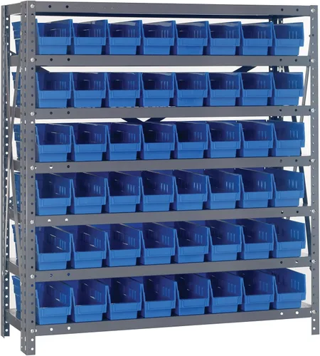 Vista 38 de Quantum QSBU-245BK Heavy Duty Shelving Unit with (7) Shelves and (24) QUS245 Black Bins for Garage Warehouse Storage Distribution 400 lb Load