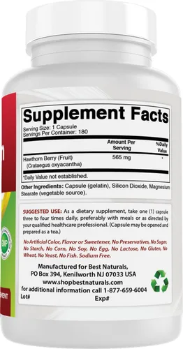 Vista 6 de Best Naturals Hawthorn Berry 565 mg 180 cápsulas (180 unidades (paquete de 1))