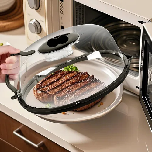 Vista 6 de Cubierta para salpicaduras de microondas, cubierta de microondas con vaporizador de agua, cubiertas de plato de 10 pulgadas con mango integrado