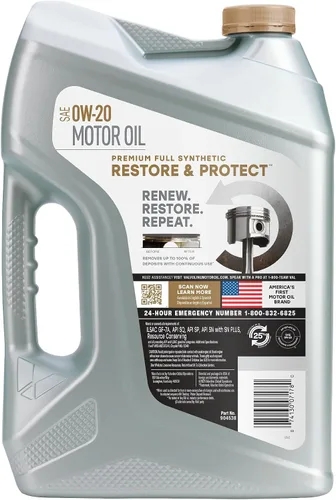 Vista 2 de Valvoline Restore & Protect Aceite de motor sintético completo 0W-20, 5 cuartos de galón