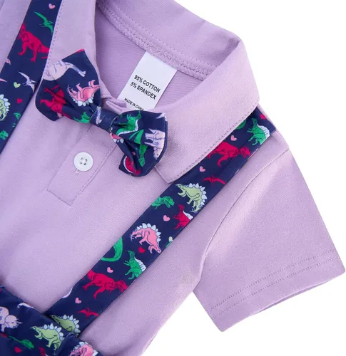 Vista 3 de BFUSTYLE Mameluco para bebé niño 2 en 1, traje de manga corta con pajarita 0-24 meses