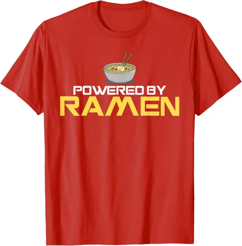 Vista 99 de Camiseta de fideos de anime japoneses Powered By Ramen, Negro, S