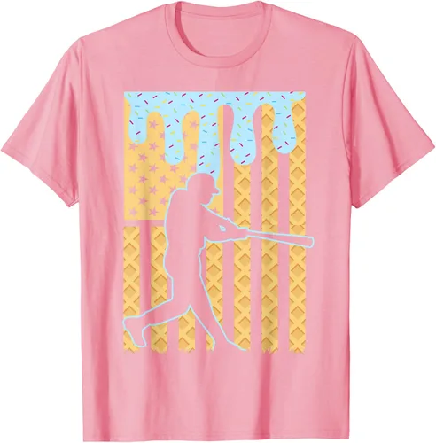 Vista 105 de Camiseta de béisbol Drip Boys Dripping Ice Cream Baseball American Flag, Negro -, Pequeña