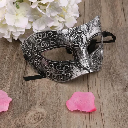 Vista 5 de ABOOFAN Máscara de mascarada para hombres y adultos, máscara romana de baile muscial veneciano, máscara de fiesta de Halloween, cosplay, máscara