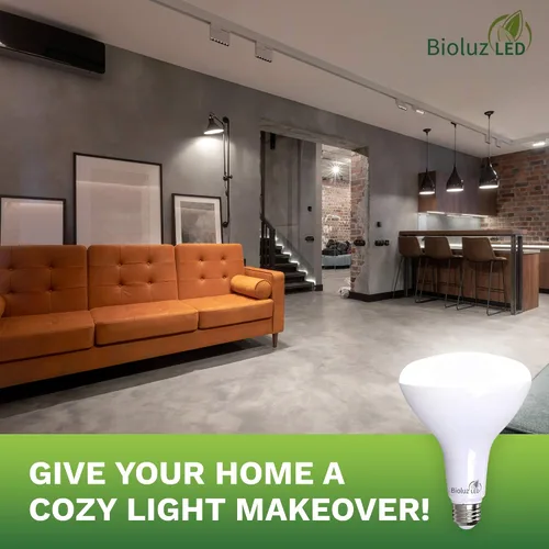 Vista 3 de Bioluz Paquete de 4 Bombillas de Luz LED BR40 Más Brillantes - 90 CRI Encendido Instantáneo Blanco Cálido 2700K Bombillas de Luz 16W 1400 Lúmenes