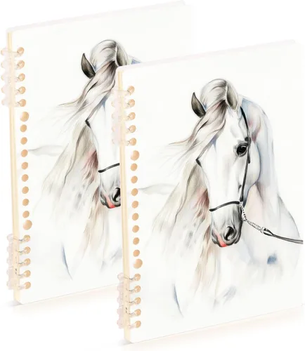 Vista 9 de senya Cuaderno de espiral a rayas, 2 unidades, diario de caballo entre flores, para estudio y notas, 60 páginas con tapa dura duradera
