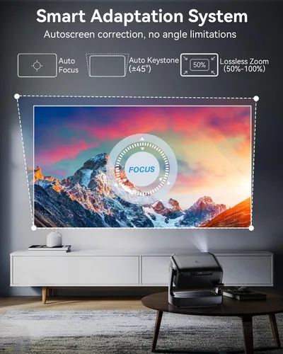 Vista 6 de [1800 ANSI / AI Auto Focus / Control de voz] Proyector 4K con WiFi y Bluetooth, proyector inteligente para exteriores 4k, más de 10,000 aplicaciones