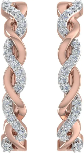 Vista 2 de Pendientes de aro con diamantes de oro de 10 quilates (claridad I1-I2, 15 quilates)