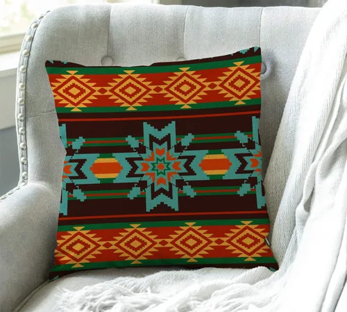 Vista 3 de Swono Funda de Almohada Decorativa con Patrón Étnico Abstracto Estampado del Suroeste Funda de Cojín Estilo Granja para Sofá Sillón 18x18 Pulgadas