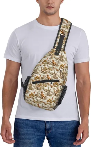 Vista 7 de Small Crossbody Bags for Women Men - Vintage Dinosaur Print Adjustable Shoulder Bag Fanny Packs Belt Sling Bag Crossbody Purses Backpack for Travel