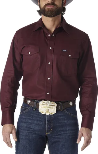 Vista 13 de Wrangler Men's Cowboy Cut Firm Finish Western Long Sleeve Snap Work Shirt Negro
