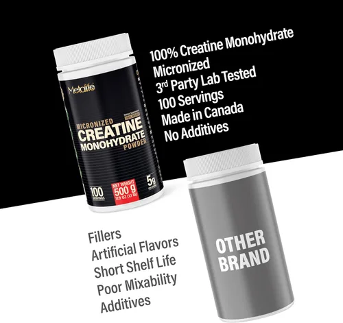 Vista 4 de 100% creatina monohidrato en polvo 100 porciones, fabricado en Canadá, polvo micronizado, crecimiento muscular, sin sabor, ideal para atletas