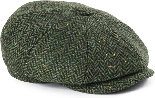 Vista 8 de FEINION Gorra de lana para hombre, 8 paneles, Ivy Tweed Cabbie, sombrero plano, Baker Boy