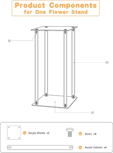 Vista 6 de YALLOVE Soporte acrílico para flores, juego de 2 pedestales transparentes, jarrones de 15.75 pulgadas de alto para bodas, eventos, fiestas
