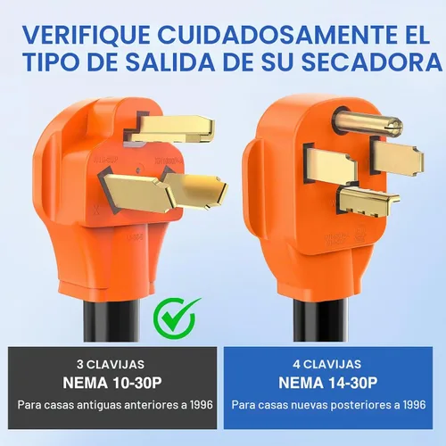 Vista 6 de Nilight Cable de Extensión para Secadora EV de 15 Pies 3 Clavijas 30 Amperios NEMA 10-30P 10-30R Cable de Extensiones Antiguas Servicio Pesado Cable