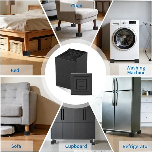 Vista 7 de Ezprotekt Elevadores de cama rectangulares ajustables que elevan hasta 1.5 pulgadas, elevadores de muebles adecuados para mesas, sofás, patas