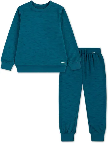 Vista 8 de Hurley Conjunto de 2 piezas unisex para bebé de sudadera suave con cuello redondo Cloud Slub Basic y pantalones deportivos Carbono
