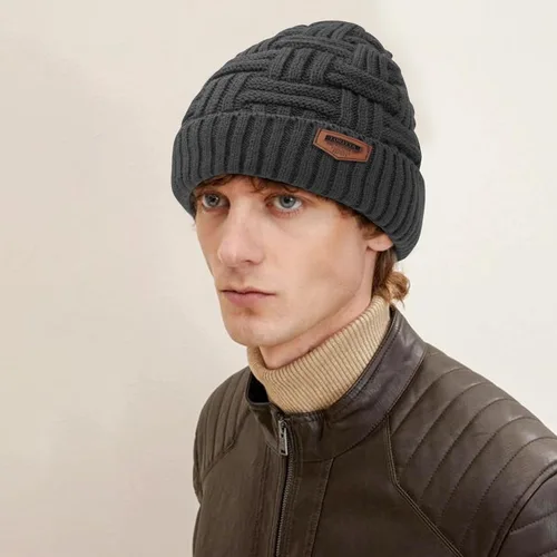 Vista 5 de Loritta Gorro de invierno cálido de punto grueso y holgado para hombre
