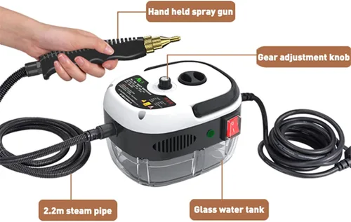 Vista 3 de Limpiador de vapor de alta presión 2500W Limpiador de vapor eléctrico Resistencia a ácidos fuertes para aire acondicionado Limpieza de campana