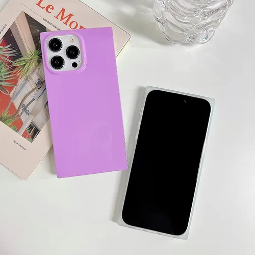 Vista 4 de Compatible con Neon Phone Rectangle iPhone 14 Funda para mujer, diseño de lujo de fluorescencia brillante, flexible, suave, delgada, de gel de goma