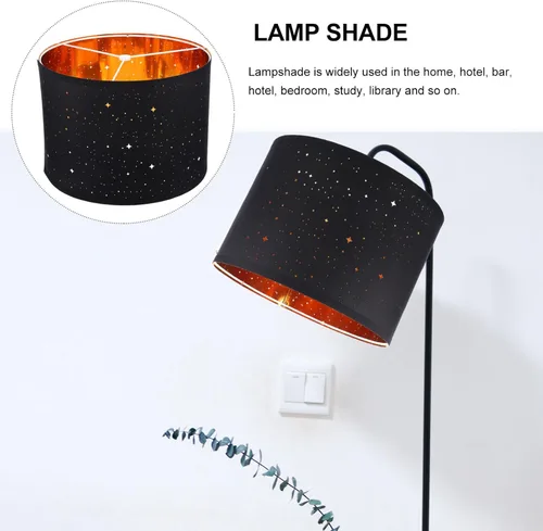 Vista 2 de Pantalla de lámpara de mesa, pantalla de repuesto para lámpara de tambor estrellado, pantalla de barril de estrella, clip, cubierta de luz