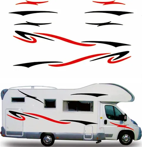 Vista 9 de Calcomanías de vinilo de rayas grandes para automóvil, RV y cámper, calcomanías de vinilo con diseño de hojas (negro)
