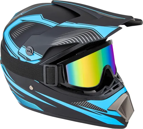 Vista 3 de CARTMAN Casco de motocross para adultos, motocross, ATV, todoterreno, casco de motocicleta de cara completa, aprobado por DOT, negro mate y azul