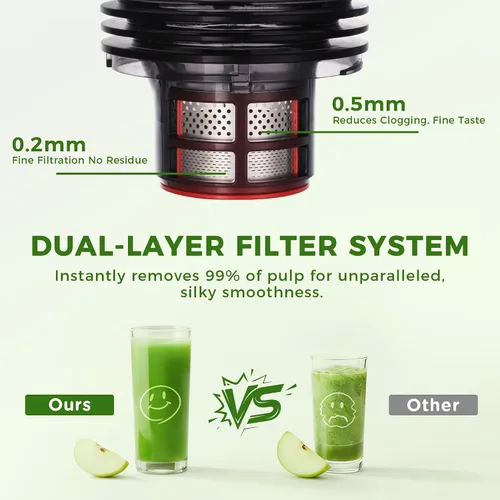 Vista 9 de Cold Press Juicer, 5.5inch Wide Feed Chute Slow Juicer Machine, Masticating Juicer for Whole Vegetables & Fruits, Black