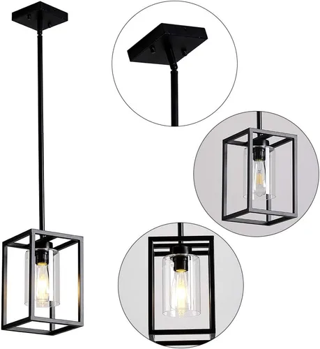 Vista 7 de XILICON Candelabro de Vestíbulo de 1 Luz Negro de Granja para Comedor Accesorios de Iluminación Colgantes de Techo para Entrada de Vestíbulo