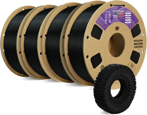 Vista 77 de OVERTURE - Filamento de TPU de 1/16 pulgadas, rollo flexible de poliuretano termoplástico, impresora 3D suave, 95A, carrete de 2.2 libras, precisión