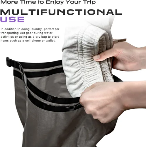 Vista 8 de ETROL Bolsa de lavado portátil, lavadora manual ligera para viajes, camping, lavandería, ropa de bebé, no eléctrica, con salida de agua inferior y 2