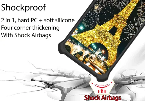 Vista 2 de jioeuinly JSH-TT - Funda compatible con Honor X50 con protector de pantalla de vidrio templado, soporte de anillo, purpurina dorada y luminosa
