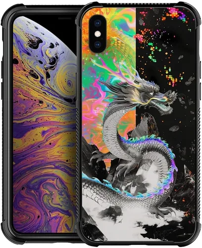 Vista 35 de CARLOCA Funda compatible con iPhone Xs, diseño gráfico a prueba de golpes, antiarañazos, protección contra caídas para iPhone X/XS Familia de jirafa